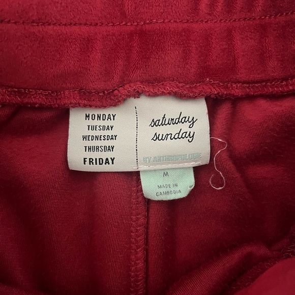 Saturday Sunday by Anthropologie Ladies Velour Red Joggers Size Medium - Picture 4 of 6